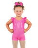 Solid Hologram Tank Biketard with Gather Sleeves