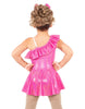 Solid Hologram One Shoulder Dress with Ruffle