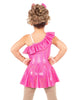 Solid Hologram One Shoulder Dress with Ruffle