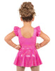 Solid Hologram Tank with Gather Sleeve Dress