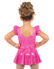 Solid Hologram Tank with Gather Sleeve Dress