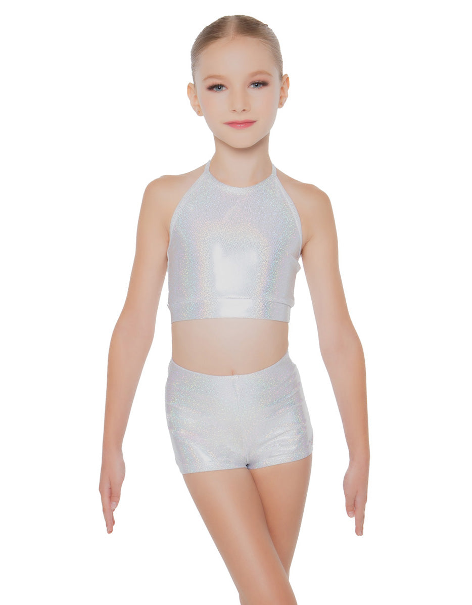 Hologram Halter Binding Crop Top