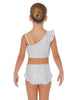 Hologram One Shoulder Crop Top With Gather Sleeve