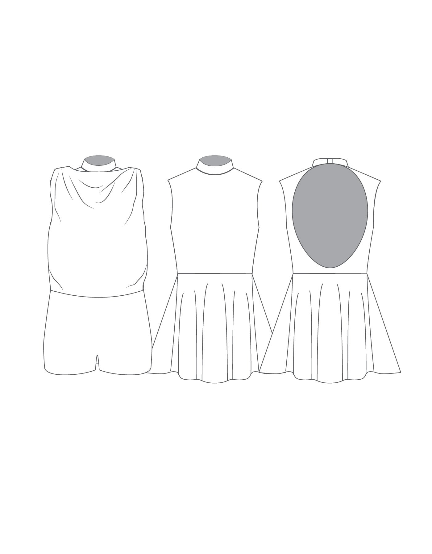 Custom Inked Sleeveless TNeck Open Back Convertible Dress - Lycra