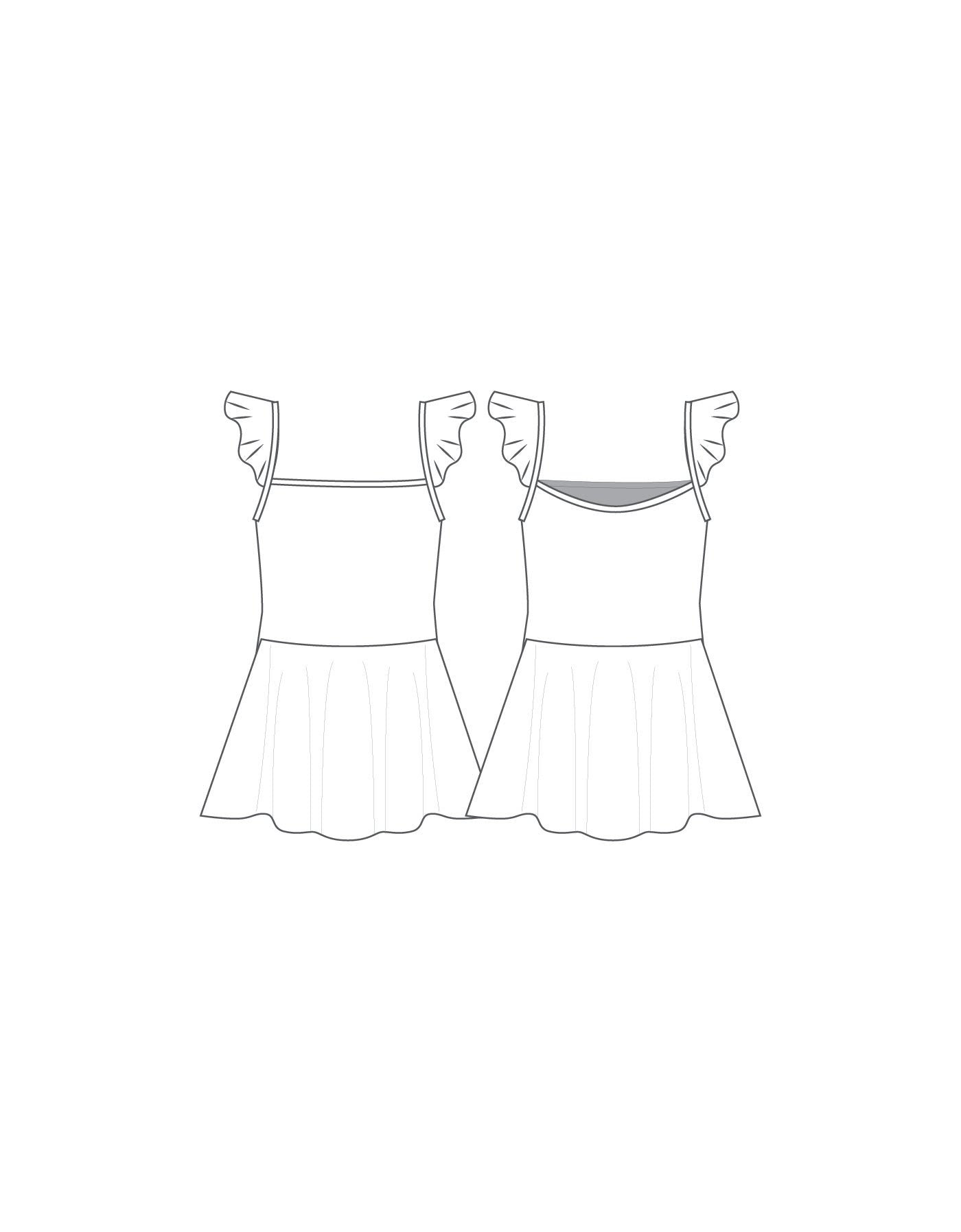 Custom Inked Camisole Flutter Sleeve Dress - Lycra