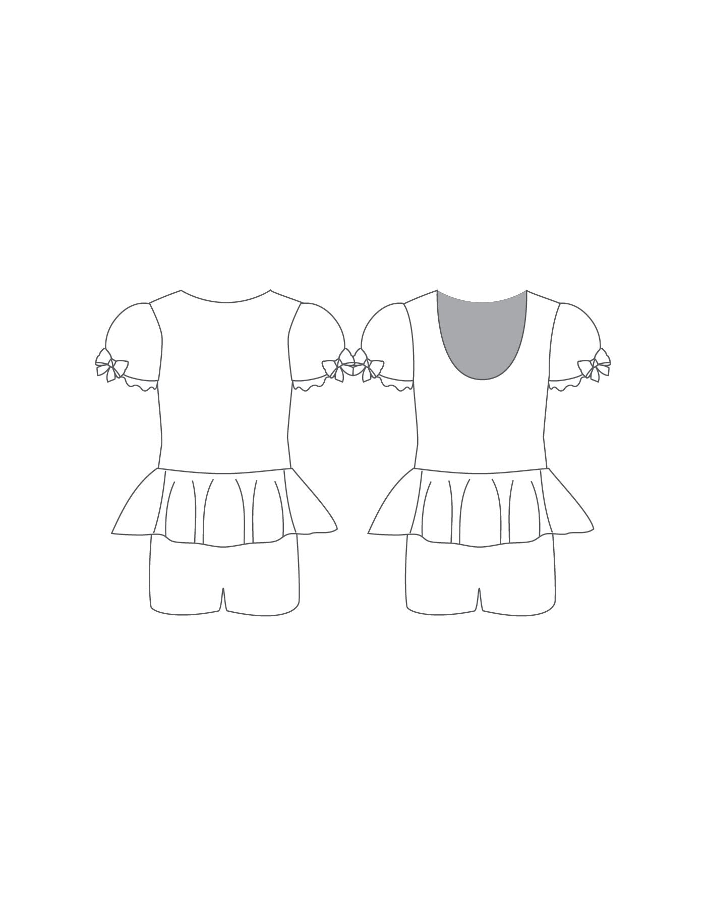 Custom Inked Puff Sleeve Biketard w Peplum - Lycra