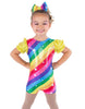 Rainbow Stars Puff Sleeve Biketard