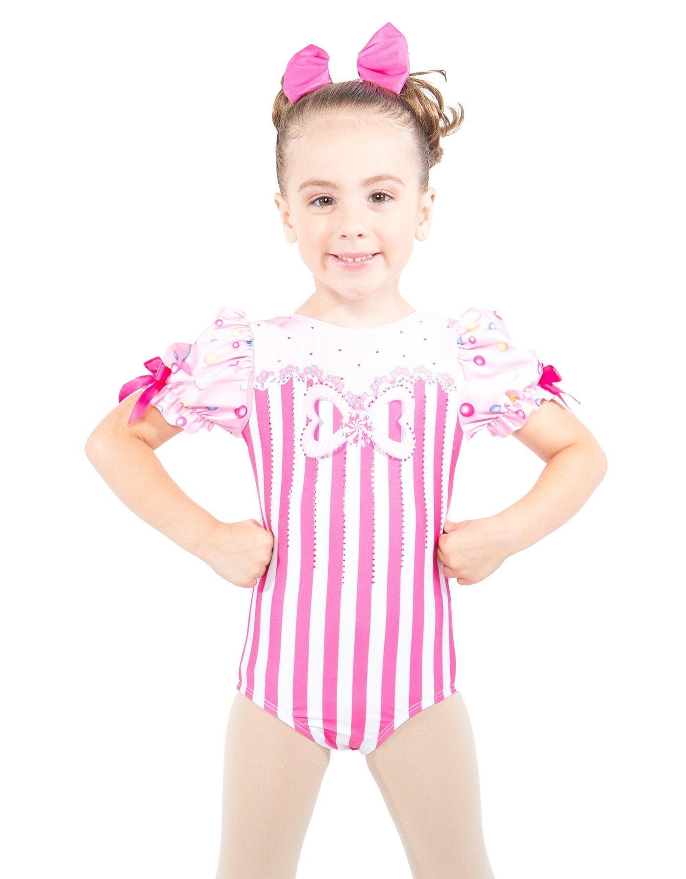 Candy Stripes Puff Sleeve Leotard