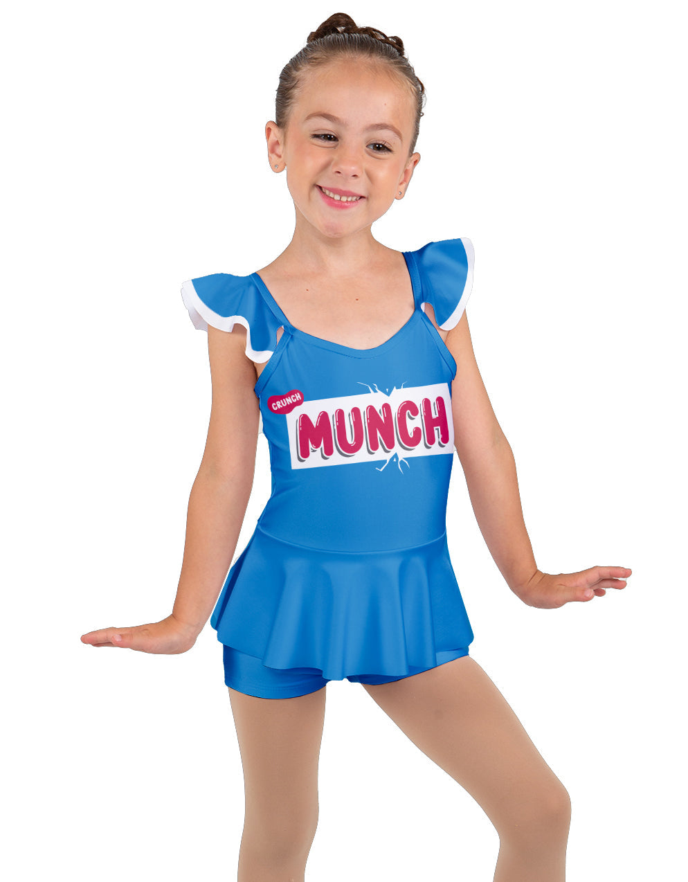 Munch Chocolate Camisole Flutter Sleeve Biketard w Peplum