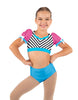 Banana Split Sweetheart Puff Sleeve Crop Top with Triangle Back and Ruffles