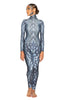 Reptilian LS Tneck Zipper Back Unitard