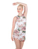 Pale Poppies Sleeveless Chiffon Rouched Dress With Leotard