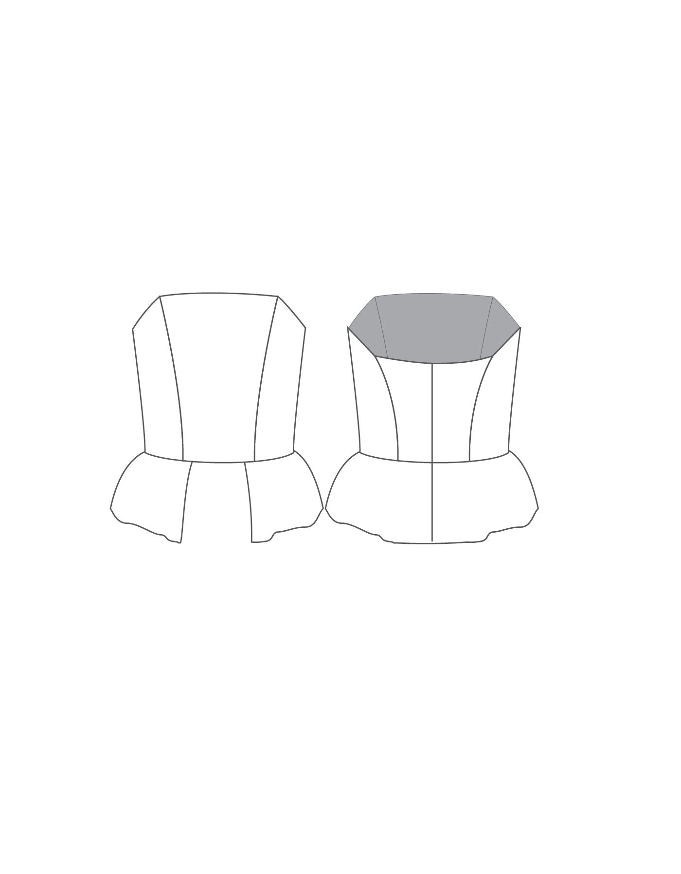 Custom Inked Straight Neck Corset with Peplum - Hologram