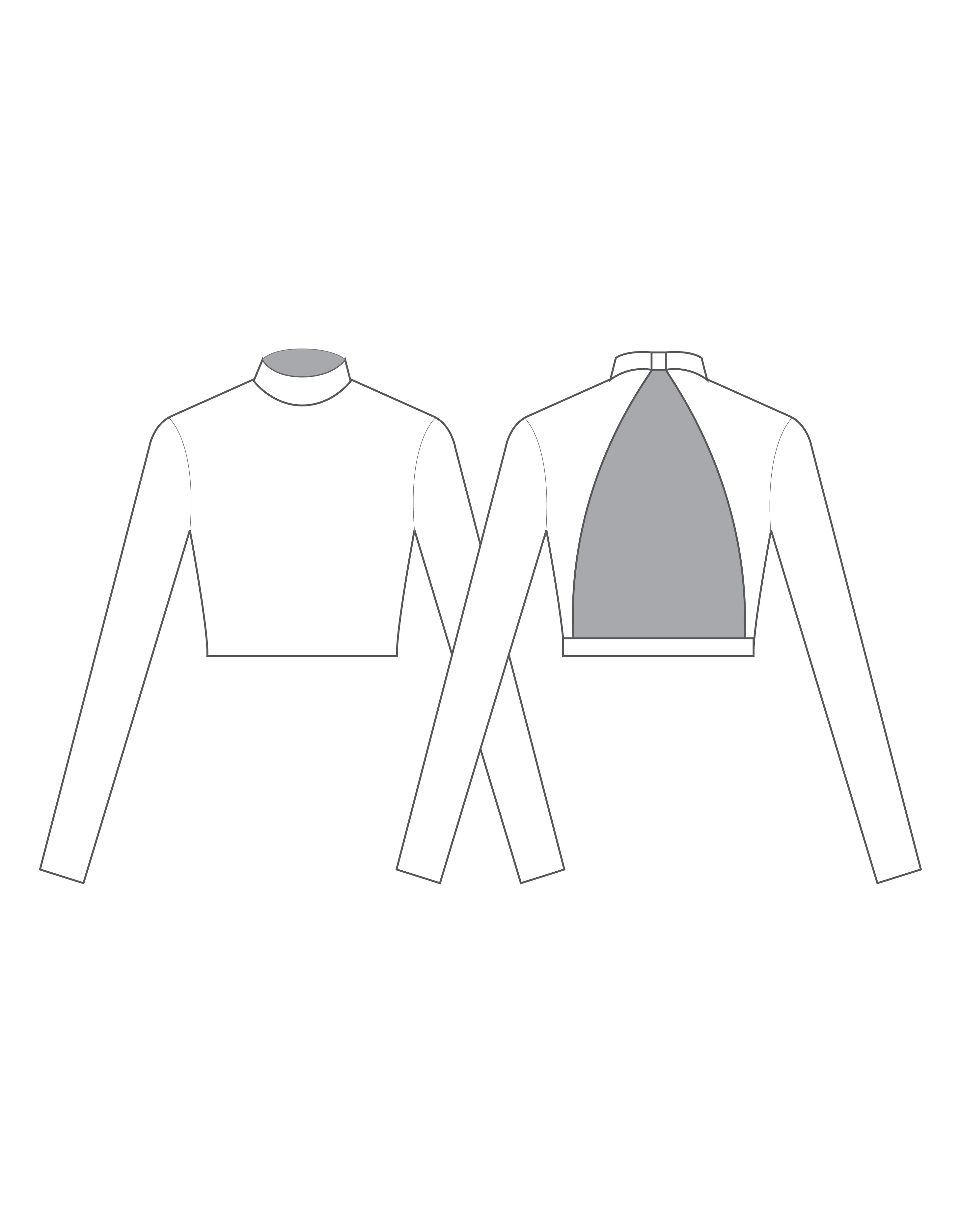 Custom Inked LS Tneck Triangle Back Crop Top - Lycra