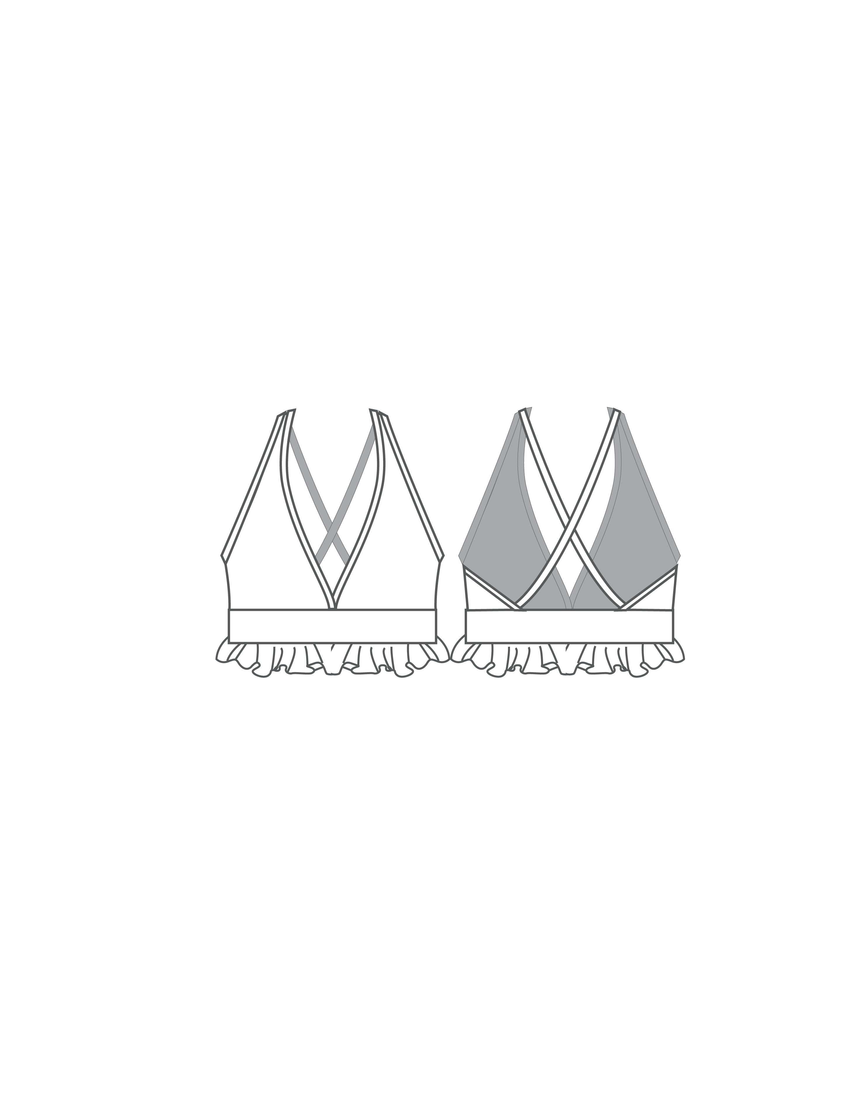 Custom Inked V Bra with Ruffles - Hologram