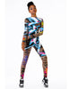 Defaced LS Open Back Unitard
