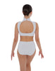 Solid Lycra Keyhole Open Back Leotard - Tall Collar