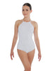 Solid Lycra Halter Leotard Covered Back