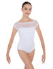 Solid Lycra Mesh Boatneck Leotard with High Back