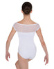 Solid Lycra Mesh Boatneck Leotard with High Back