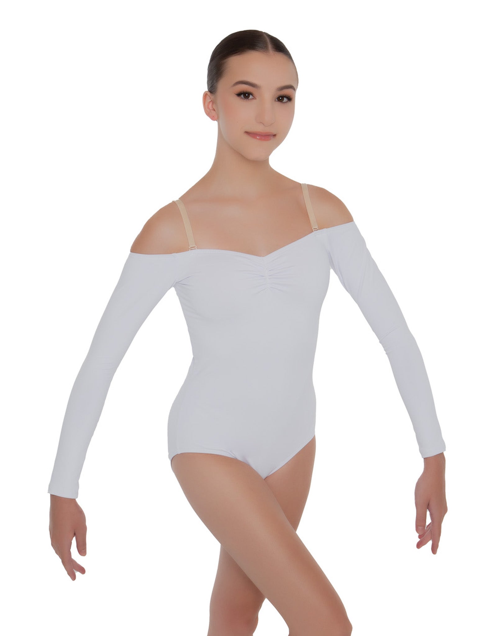 Solid Lycra Off The Shoulder LS Leotard