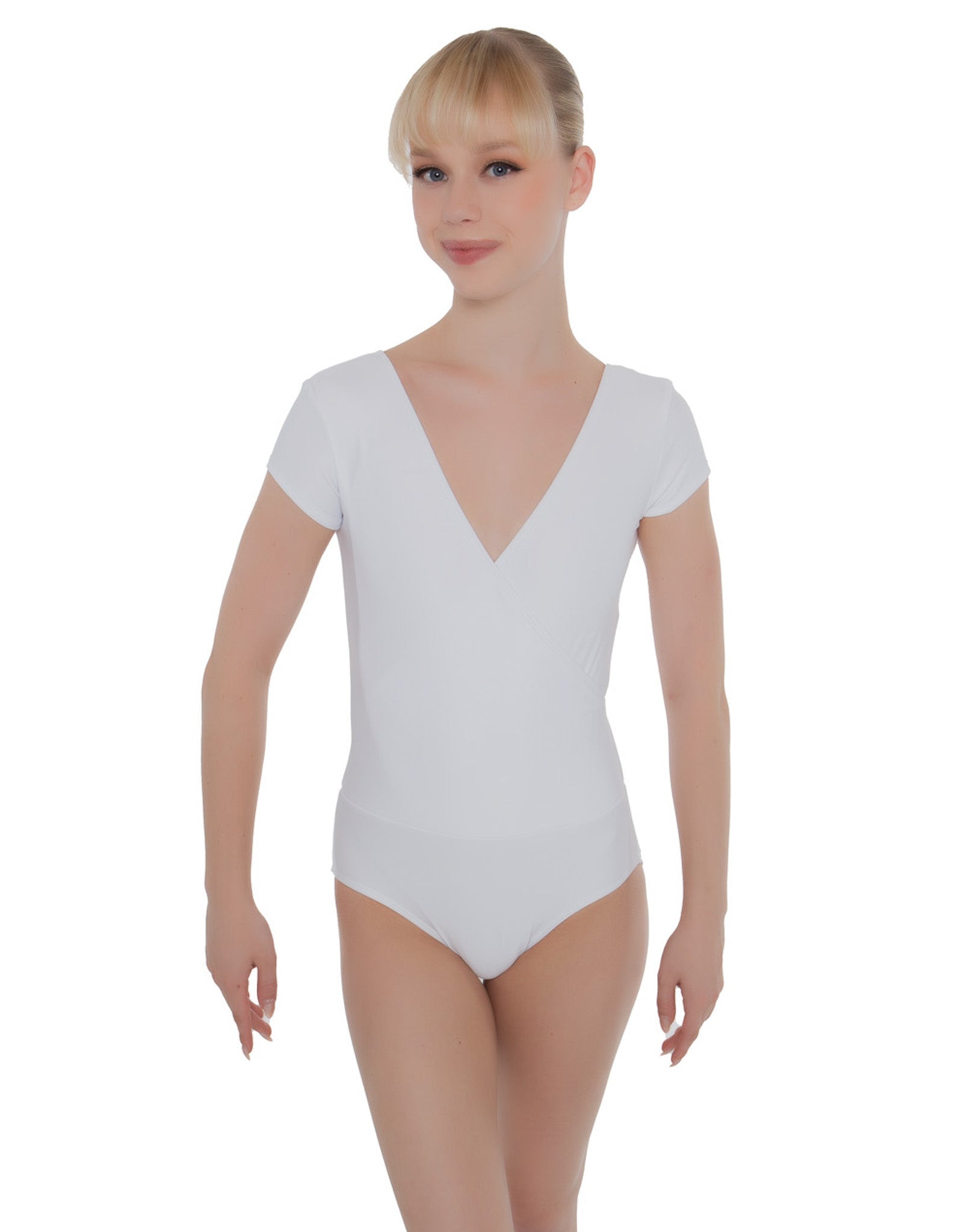 Solid Lycra Cap Sleeve Crossover Leotard