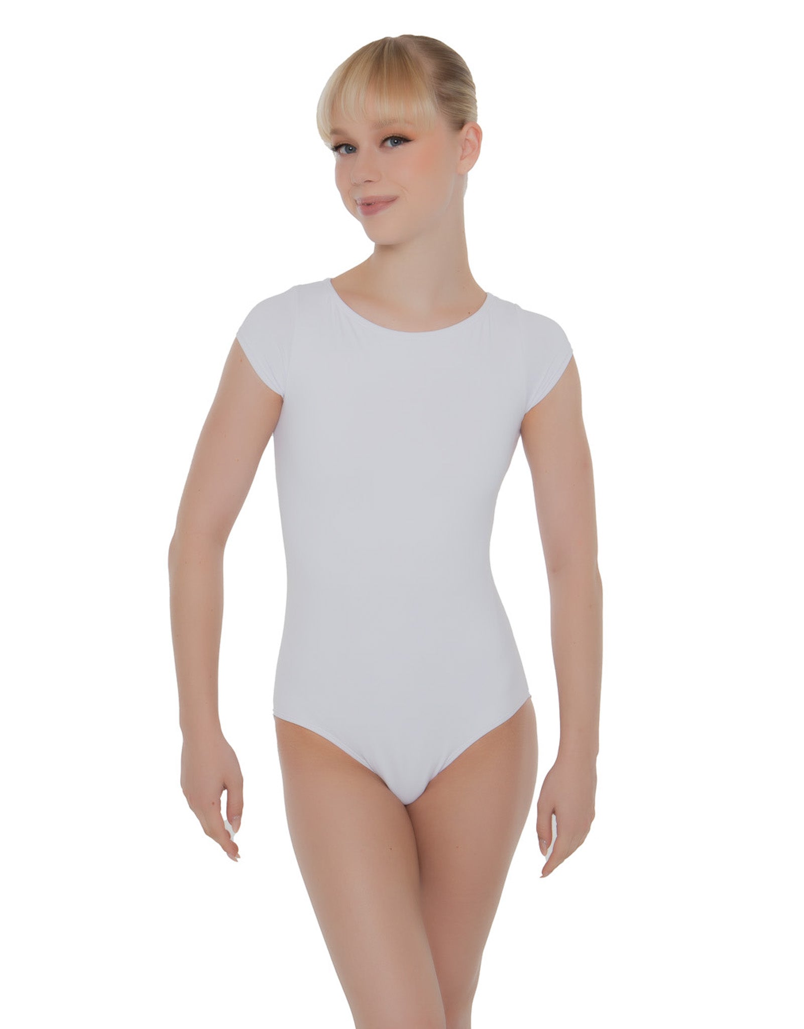 Solid Lycra Cap Sleeve Open Bow Back Leotard