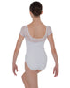 Solid Lycra Cap Sleeve Mesh Sweetheart Leotard