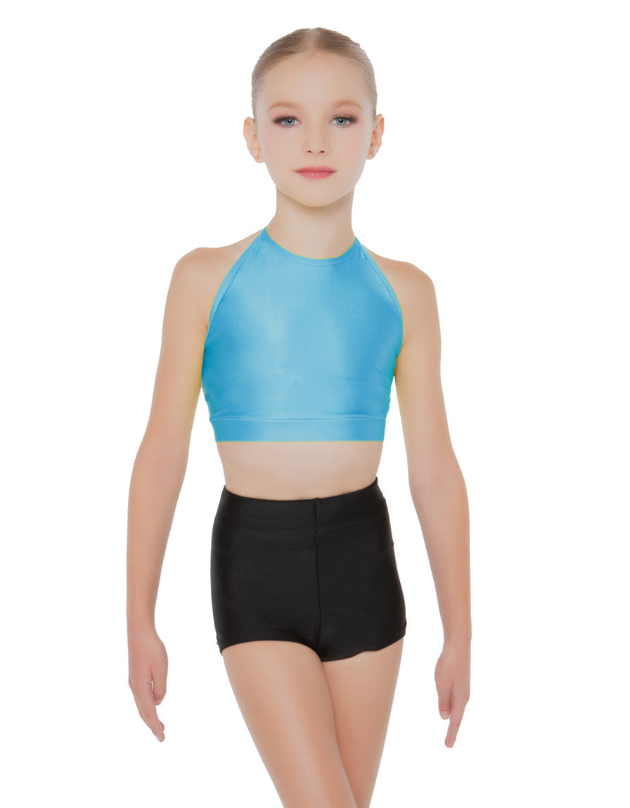 Solid Lycra Halter Binding Crop Top