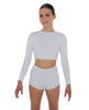 Solid Lycra LS Crop Top Triangle Back