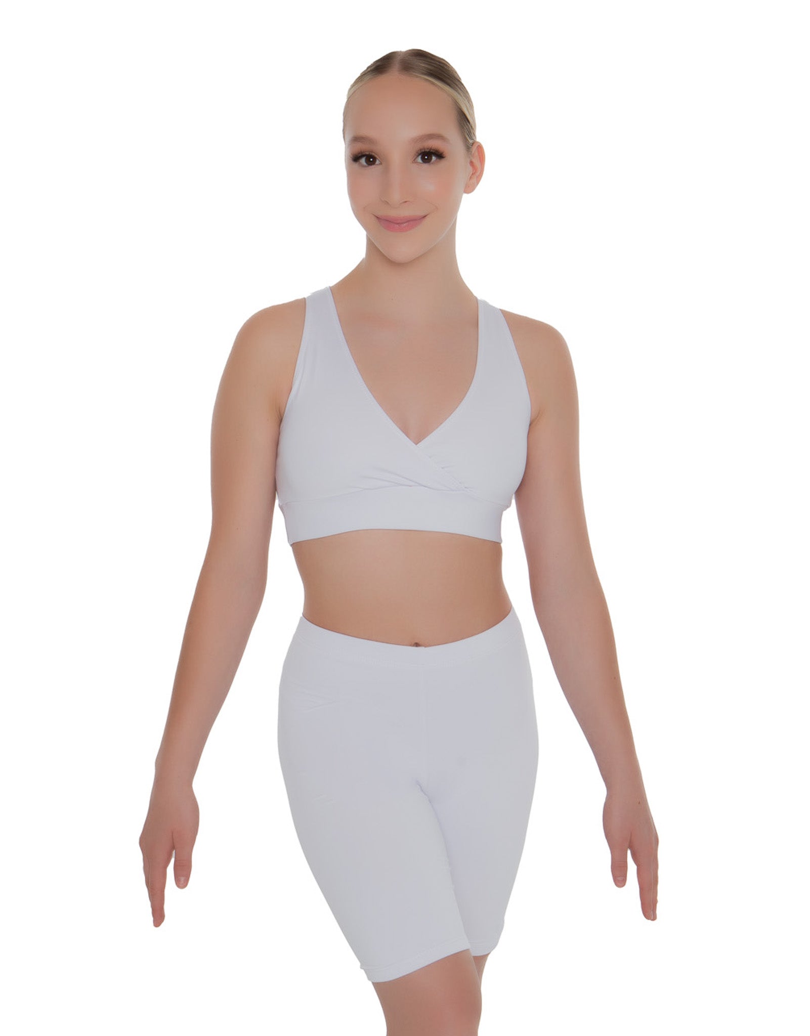 Solid Lycra Crossover Sleeveless Crop Top