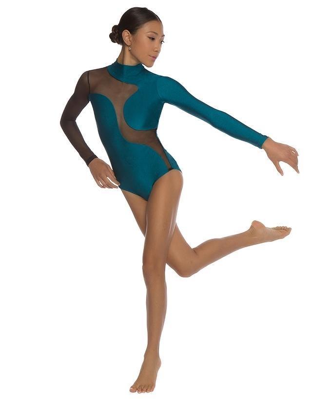 Solid Shadows Leotard with Mesh