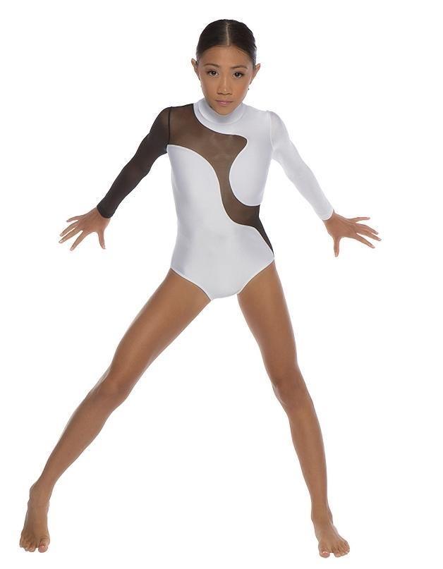 Solid Shadows Leotard with Mesh