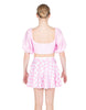 A Little Bit Country Peasant Sleeve Tie Up Crop Top