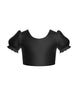 Solid Hologram Puff Sleeve Crop Top