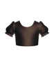 Solid Hologram Puff Sleeve Crop Top