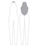 Custom Inked Solid Color Lycra Halter Open Back Unitard
