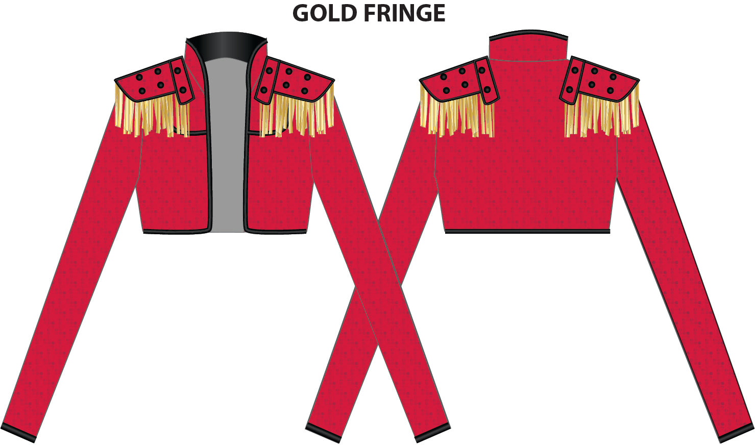 Custom Red Sequin LS Cropped Jacket With Fringe Epaulets