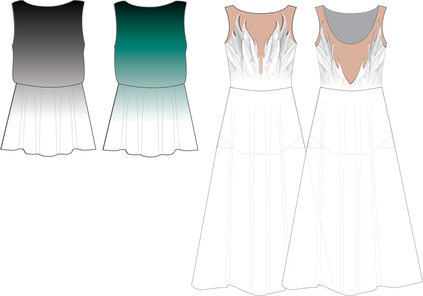 Custom Always Goodnight Convertible Tank Dress with Bib and Double Skirt - Floor Length Skirt