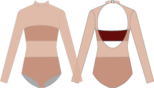 Custom Jungle Book LS Tneck Open Back Mesh Leotard with Bandeau and Panty