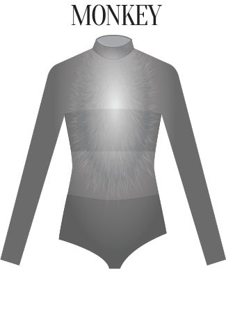 Custom Jungle Book LS Tneck Open Back Mesh Leotard with Bandeau and Panty