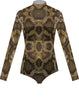 Custom Jungle Book LS Tneck Open Back Mesh Leotard with Bandeau and Panty