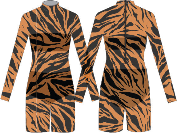 Custom Jungle Book LS Tneck Zip Back Mesh Bike Short Biketard with Bandeau and Panty