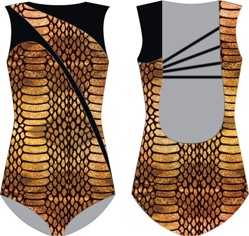 Custom Orange Walk the Dino Sleeveless Spectral Leotard