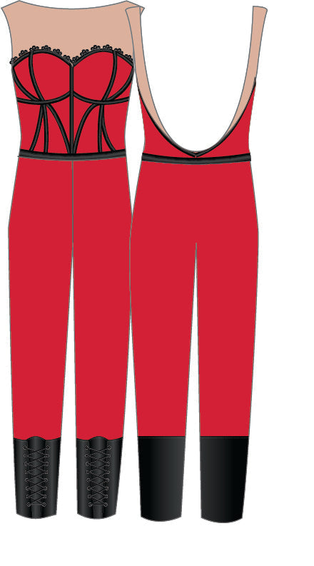 Custom Can Can Can Boots Mesh Sweetheart Unitard