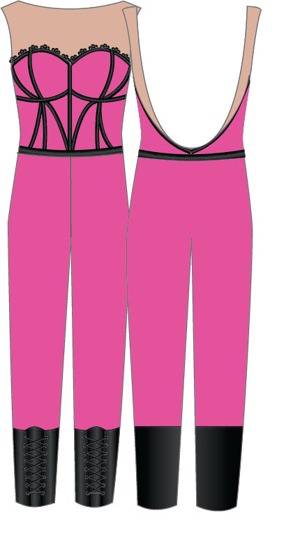Custom Can Can Can Boots Mesh Sweetheart Unitard