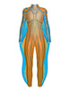 Sea Creature LS Tneck Zipper Back Unitard with Fins