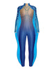 Sea Creature LS Tneck Zipper Back Unitard with Fins