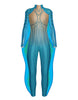 Sea Creature LS Tneck Zipper Back Unitard with Fins