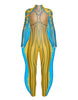 Sea Creature LS Tneck Zipper Back Unitard with Fins